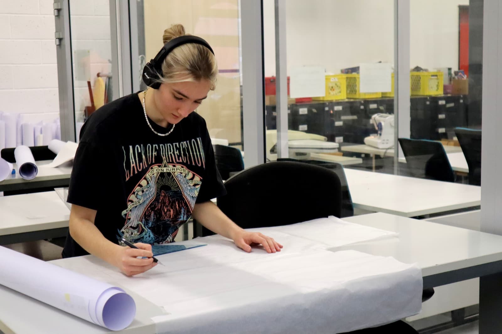 CANVAS student at work in the studio